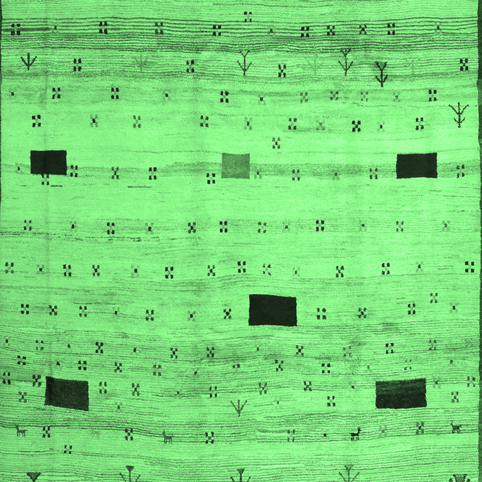 Machine Washable Abstract Emerald Green Contemporary Area Rugs, wshcon1408emgrn