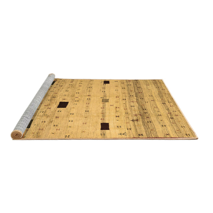 Sideview of Machine Washable Abstract Brown Contemporary Rug, wshcon1408brn