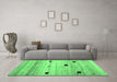 Machine Washable Abstract Emerald Green Contemporary Area Rugs in a Living Room,, wshcon1408emgrn