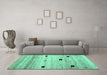 Machine Washable Abstract Turquoise Contemporary Area Rugs in a Living Room,, wshcon1408turq