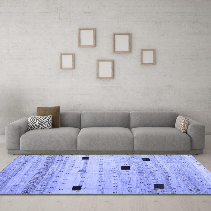 Machine Washable Abstract Blue Contemporary Rug in a Living Room, wshcon1408blu