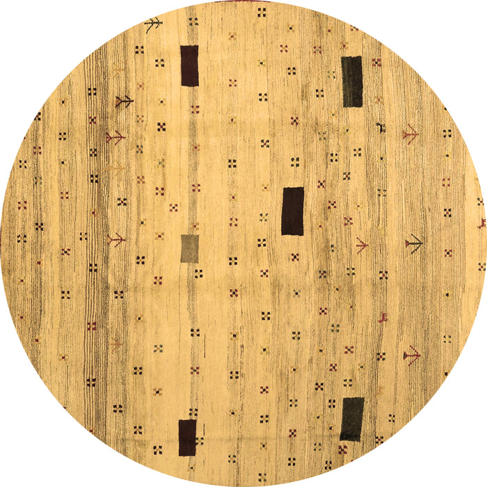 Round Abstract Brown Contemporary Rug, con1408brn