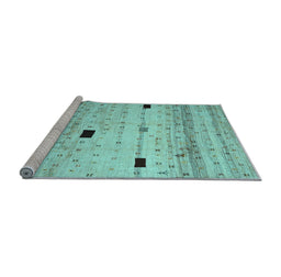 Sideview of Machine Washable Abstract Light Blue Contemporary Rug, wshcon1408lblu