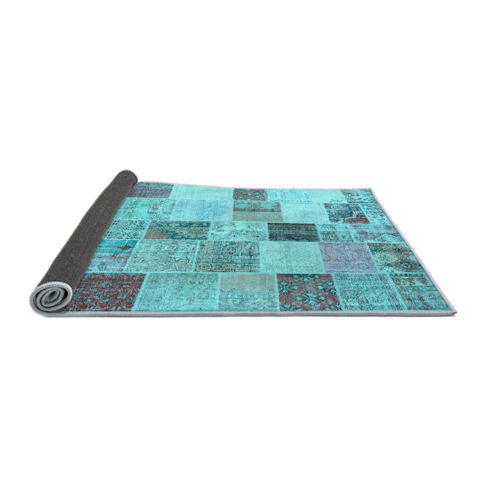 Sideview of Patchwork Light Blue Transitional Rug, con1409lblu
