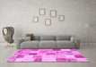 Machine Washable Patchwork Pink Transitional Rug in a Living Room, wshcon1409pnk