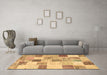 Machine Washable Patchwork Brown Transitional Rug in a Living Room,, wshcon1409brn