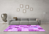 Machine Washable Patchwork Purple Transitional Rug, wshcon1409pur
