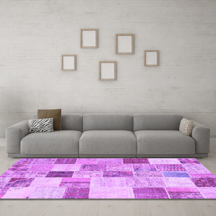 Machine Washable Patchwork Purple Transitional Area Rugs in a Living Room, wshcon1409pur