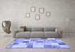 Machine Washable Patchwork Blue Transitional Rug in a Living Room, wshcon1409blu