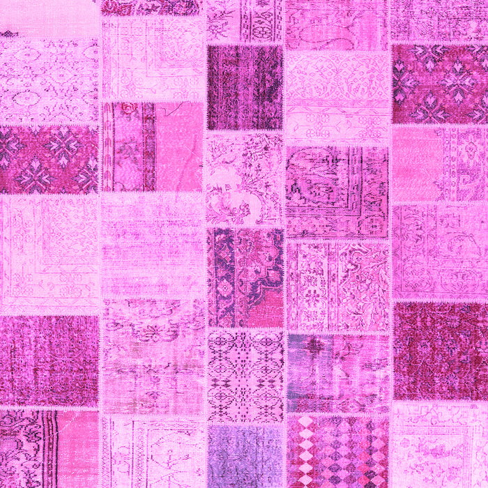 Machine Washable Patchwork Pink Transitional Rug, wshcon1409pnk