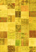 Machine Washable Patchwork Yellow Transitional Rug, wshcon1409yw