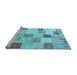 Sideview of Machine Washable Patchwork Light Blue Transitional Rug, wshcon1409lblu