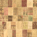 Square Machine Washable Patchwork Brown Transitional Rug, wshcon1409brn