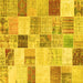 Square Machine Washable Patchwork Yellow Transitional Rug, wshcon1409yw