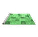 Sideview of Machine Washable Patchwork Emerald Green Transitional Area Rugs, wshcon1409emgrn