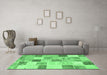 Machine Washable Patchwork Emerald Green Transitional Area Rugs in a Living Room,, wshcon1409emgrn