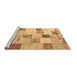 Sideview of Machine Washable Patchwork Brown Transitional Rug, wshcon1409brn