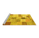 Sideview of Machine Washable Patchwork Yellow Transitional Rug, wshcon1409yw