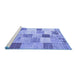Sideview of Machine Washable Patchwork Blue Transitional Rug, wshcon1409blu