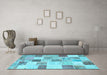 Machine Washable Patchwork Light Blue Transitional Rug in a Living Room, wshcon1409lblu