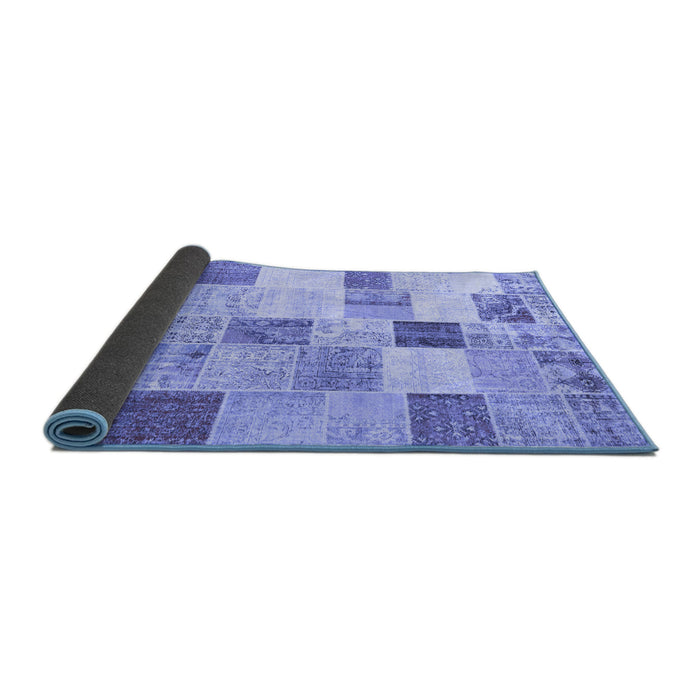 Sideview of Patchwork Blue Transitional Rug, con1409blu