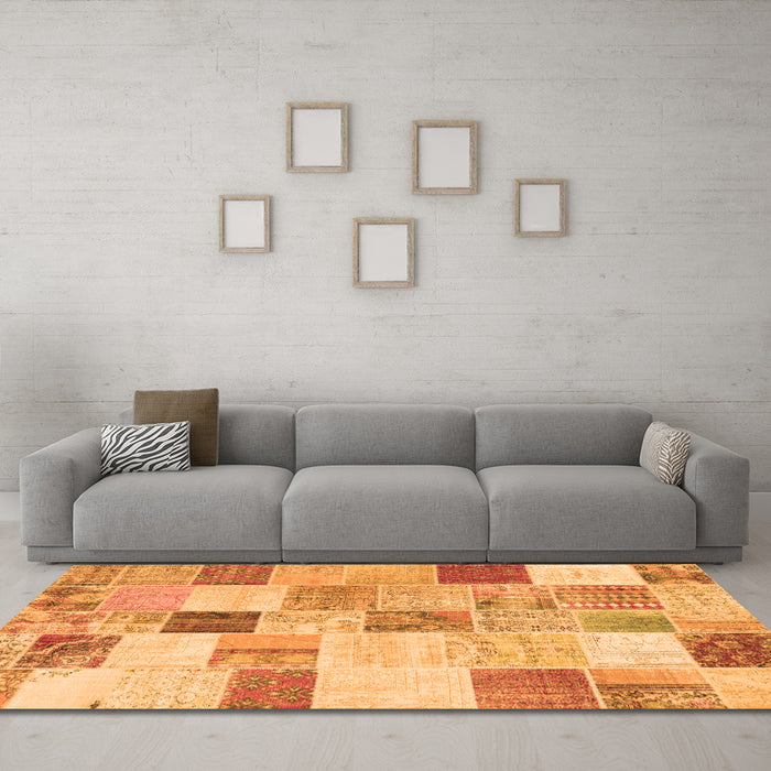 Machine Washable Patchwork Orange Transitional Area Rugs in a Living Room, wshcon1409org