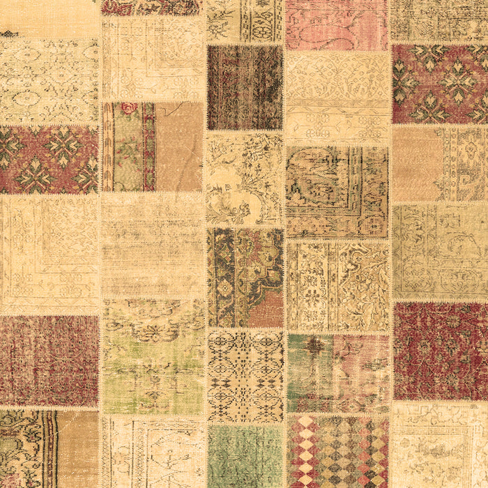 Machine Washable Patchwork Brown Transitional Rug, wshcon1409brn