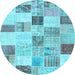 Round Patchwork Light Blue Transitional Rug, con1409lblu