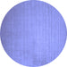 Round Solid Blue Modern Rug, con140blu