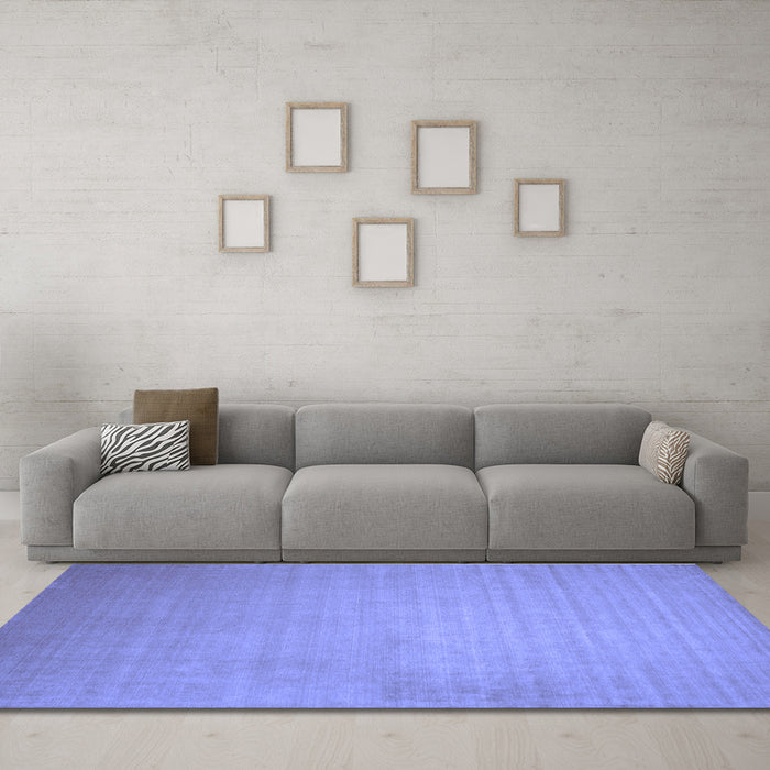 Machine Washable Solid Blue Modern Rug in a Living Room, wshcon140blu