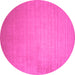 Round Solid Pink Modern Rug, con140pnk