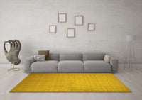 Machine Washable Solid Yellow Modern Rug, wshcon140yw