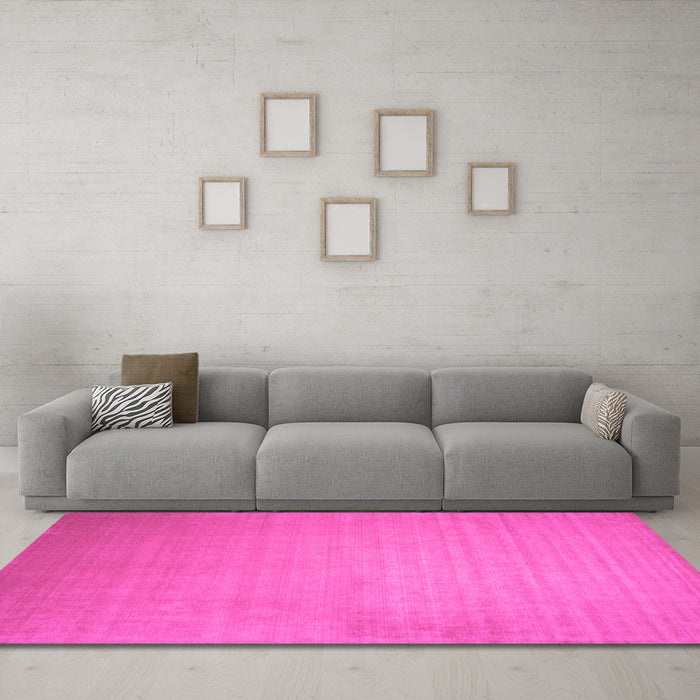 Machine Washable Solid Pink Modern Rug in a Living Room, wshcon140pnk