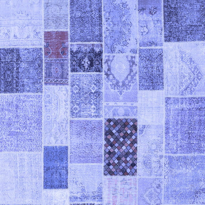Machine Washable Patchwork Blue Transitional Rug, wshcon1410blu