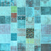 Square Machine Washable Patchwork Light Blue Transitional Rug, wshcon1410lblu