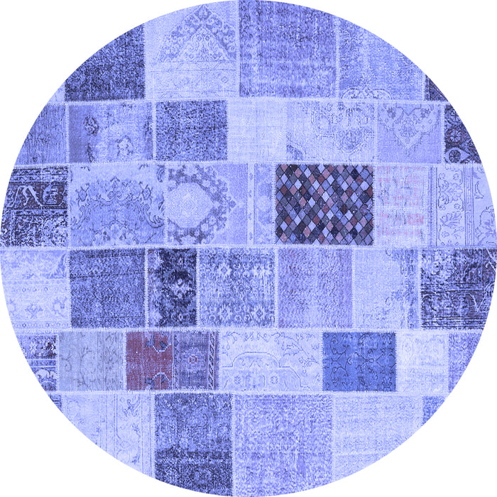 Round Patchwork Blue Transitional Rug, con1410blu