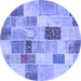 Round Patchwork Blue Transitional Rug, con1410blu