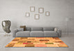 Machine Washable Patchwork Orange Transitional Area Rugs in a Living Room, wshcon1410org