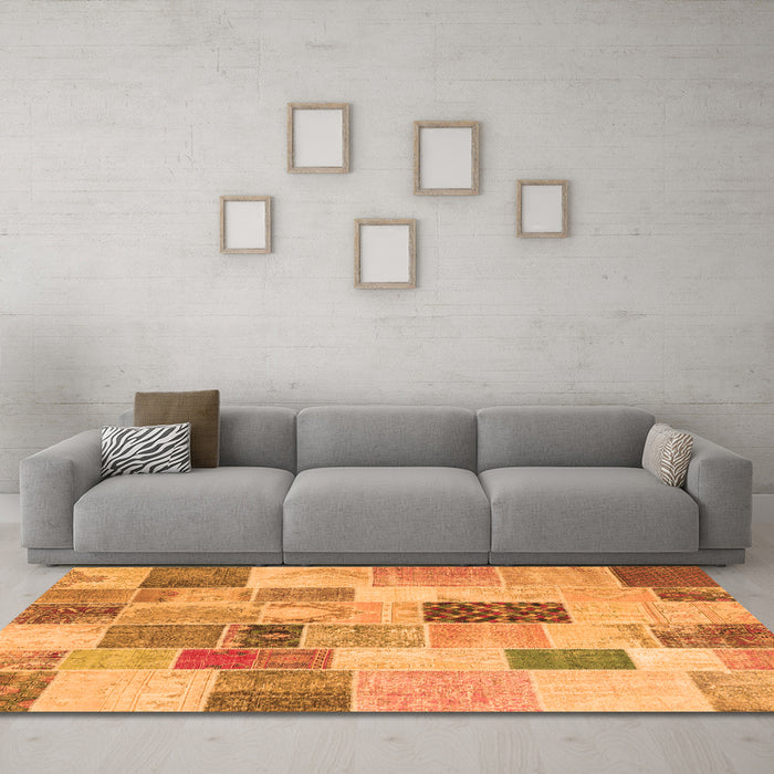 Machine Washable Patchwork Orange Transitional Area Rugs in a Living Room, wshcon1410org