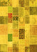 Machine Washable Patchwork Yellow Transitional Rug, wshcon1410yw