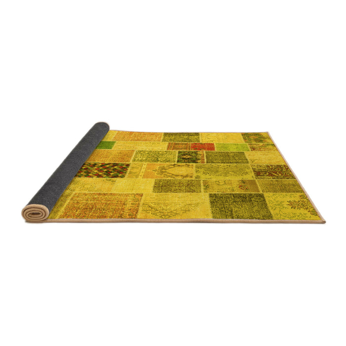 Sideview of Patchwork Yellow Transitional Rug, con1410yw