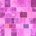 Square Machine Washable Patchwork Pink Transitional Rug, wshcon1410pnk