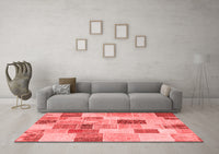 Machine Washable Patchwork Red Transitional Rug, wshcon1410red