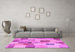 Machine Washable Patchwork Pink Transitional Rug in a Living Room, wshcon1410pnk