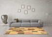 Machine Washable Patchwork Brown Transitional Rug in a Living Room,, wshcon1410brn