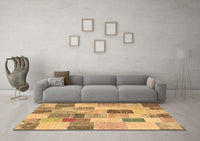 Machine Washable Patchwork Brown Transitional Rug, wshcon1410brn