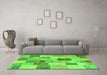 Machine Washable Patchwork Green Transitional Area Rugs in a Living Room,, wshcon1410grn