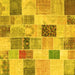 Square Machine Washable Patchwork Yellow Transitional Rug, wshcon1410yw