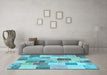 Machine Washable Patchwork Light Blue Transitional Rug in a Living Room, wshcon1410lblu