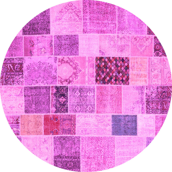 Round Patchwork Pink Transitional Rug, con1410pnk